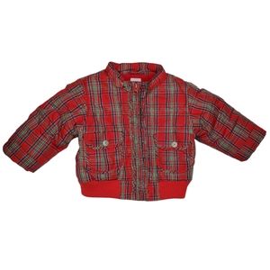 {Baby GAP} Red Tartan Plaid Puffer Jacket Coat